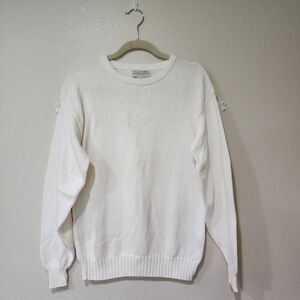 Vintage Lord Jeff Golf Sweater Crewneck Preppy White 100% cotton Men's size Med